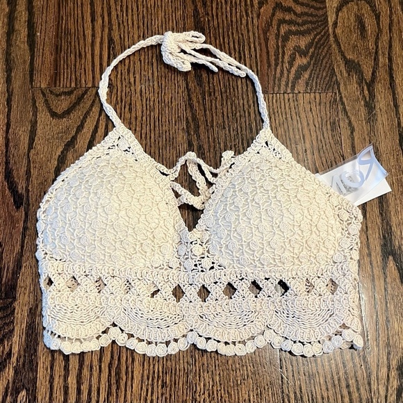 Romwe chrochet get knit top size S ivory NWT - Picture 1 of 5